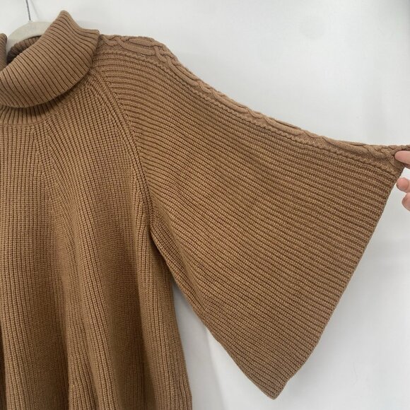 Anthropologie Size XS/S Petite Kali Poncho Sweater Brown Oversized Cable Knit - Picture 9 of 13